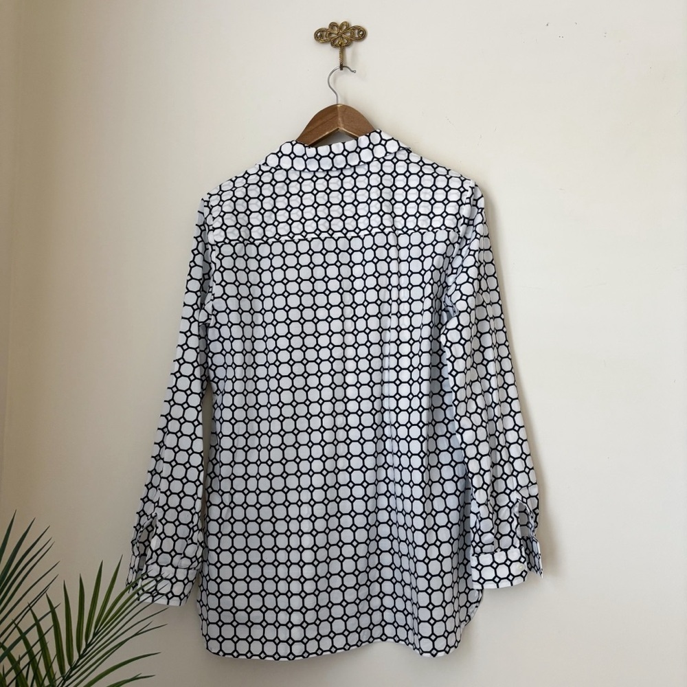 Hinson Wu Black & White Geo Print Button Front Katherin Shirt Sz 10 Quiet Luxury - Picture 4 of 7